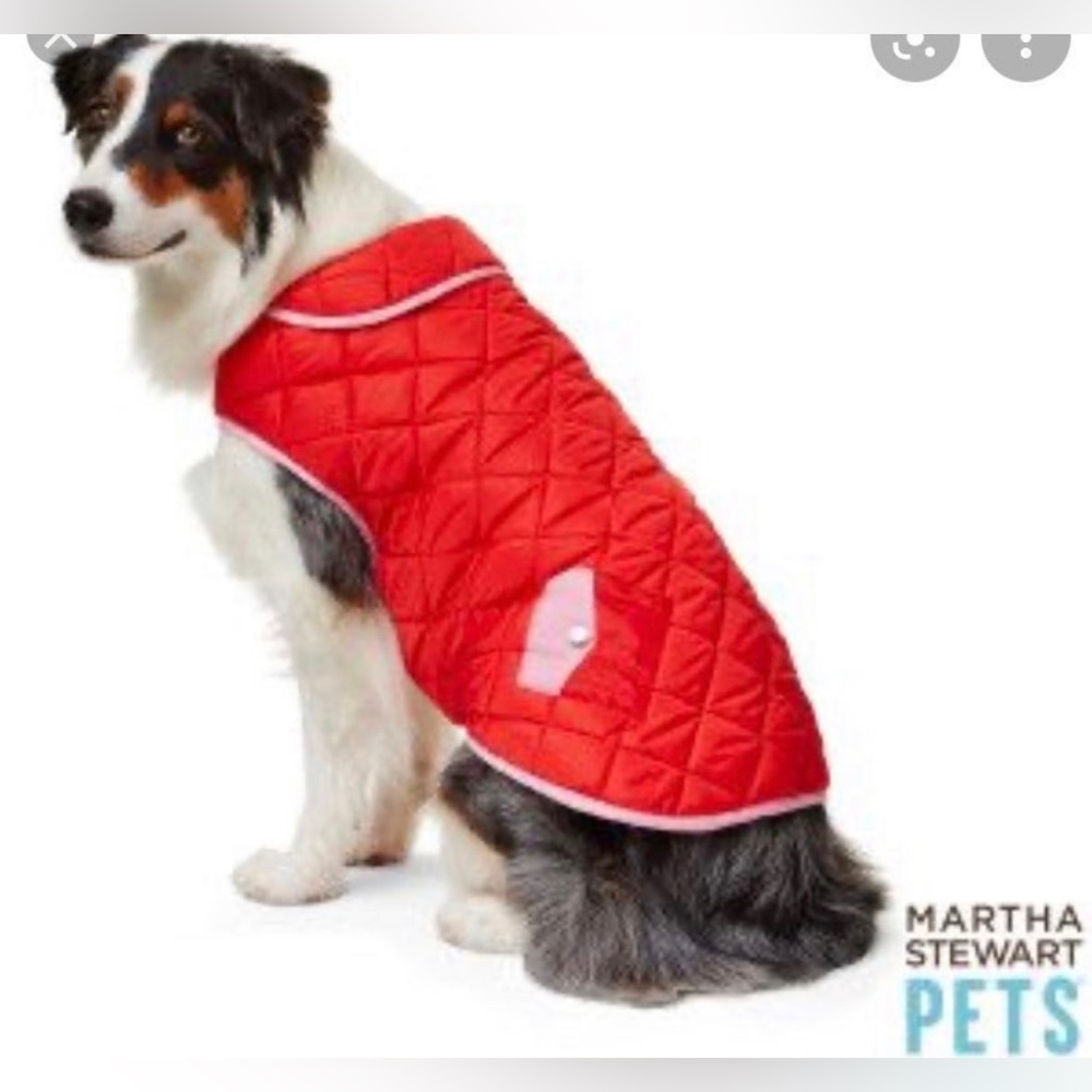 Martha Stewart red & pink quilted dog outfit